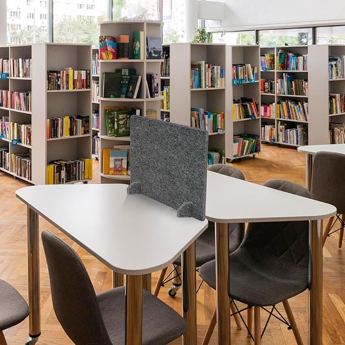 DOLLAR BOSS 2PCS Acoustic Desk Dividers 24" x 20", Soundproof Freestanding Privacy Panels for Table, Noise Reducing Desktop Partition for Office, Home, Classroom, Study Area with 20 Pushpins,Grey