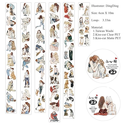 RICHTAPES DingDing Vol7-22 Little Sweetheart,Washi Tape Stickers,2.36 in x 10.94 YD,Original Design,for Scrapbook Supplies,Scrapbook Tape Stickers,Junk Journal Supplies,Bullet Journal Supplies