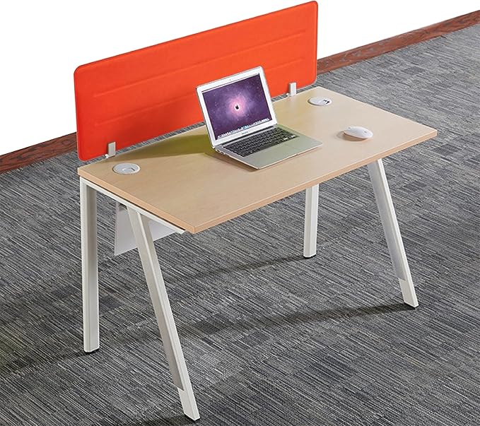 Desk Divider Panel, 34.6" x 11.8", Orange – Clamp-On with 2 T-Clips, Soundproof Noise Reducing Privacy Screen for Office or Home Desk, High Quality Polyester