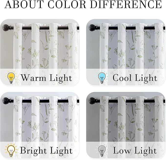 ChrisDowa 100% Blackout Floral Curtains 108 Inches Long 2 Panels for Bedroom Living Room Sage Green Flower Patterned Room Darkening Thermal Insulated Soundproof Grommet Window Treatments Drapes,52X108
