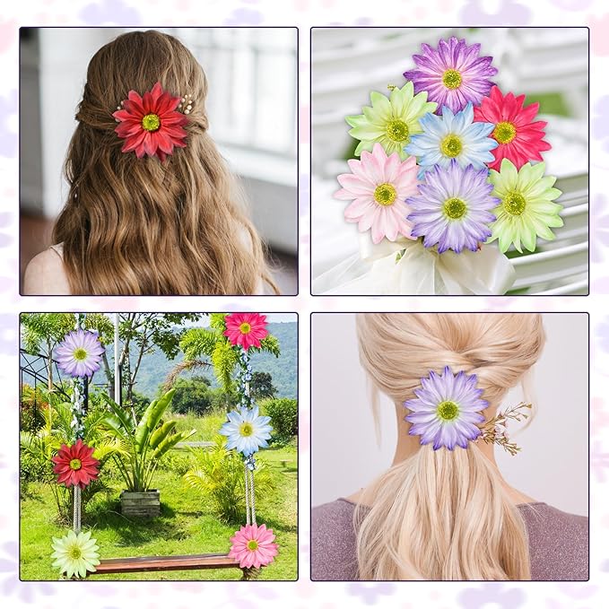Artificial Daisy Flower Heads, 3.5 Inch Large Flower Heads for Crafts, 12 Pcs Artificial Gerbera Chrysanthemum Flowers Heads for DIY, Party Wedding, Photography Props, Easter (Rose Red)