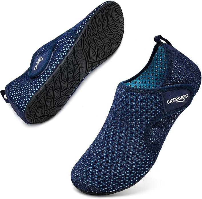 WateLves Water Shoes for Women Men Swim Beach Aqua Socks Quick Dry Barefoot House Slippers Travel Shoes with Adjustable Magic Tape for Pool Diving Boating Yoga Surf