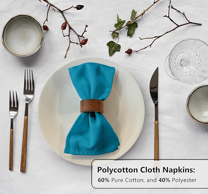 Zoyer Cloth Napkins Set of 12, 18x18 Inches Cotton Enrich Napkins Cloth ‎Washable, Soft & Durable Dinner Napkins for Parties, Wedding, Christmas, ‎Thanksgiving & Everyday Use - Teal
