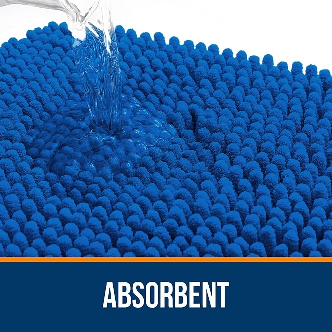 OLANLY Bathroom Rugs 30x20, Extra Soft Absorbent Chenille Bath Rugs, Rubber Backing Quick Dry, Machine Washable Bath Mats for Bathroom Floor, Tub and Shower, Home Decor Accessories, Deep Navy Blue
