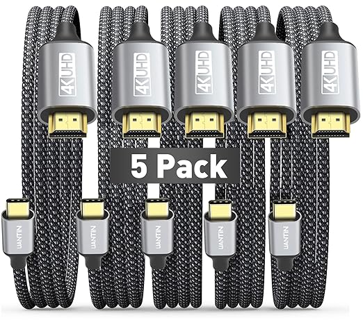 USB C to HDMI Cable 3ft [5 Pack] 4K USB 3.1 Type-C to HDMI Cord [Thunderbolt 3/4 Compatible] with MacBook Pro/Air,Galaxy S8 to S23,iPhone 15 Pro/Max,iPad Pro, iMac, Surface