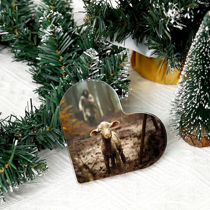 Christian thank you gifts - Jesus and Lamb Religious Home Decor, for Mom Gifts,Inspirational Gifts for catholic Women,Friends,Mother's,teacher,christians,Baptism,Christmas, or Birthday (4"x4") D-238
