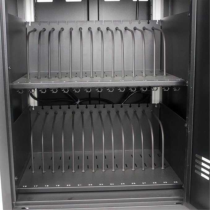 Laptop and Tablet Storage Cart,with Combination Lock Mobile Charging Cabinet for Up to 30 Unit,with Charging Port Screen Size Up to 16.3",Charging Cart for Tablets,Laptops,Suitable for School,Business