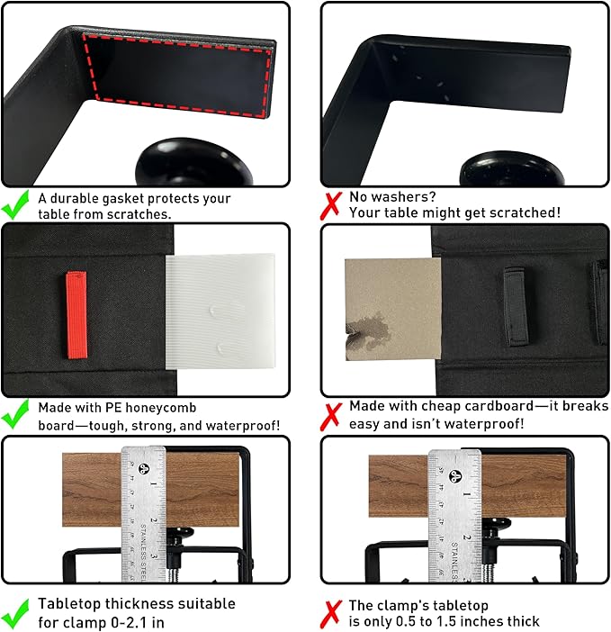 [Upgraded] Under Desk Cable Management, 28" Cord Organizer, with Silicone Pads (No Scratch!), 16 Cable Ties, Washable PE Honeycomb Base,Fits Any Desk 0-2.1", No Stinky Cardboard!Black