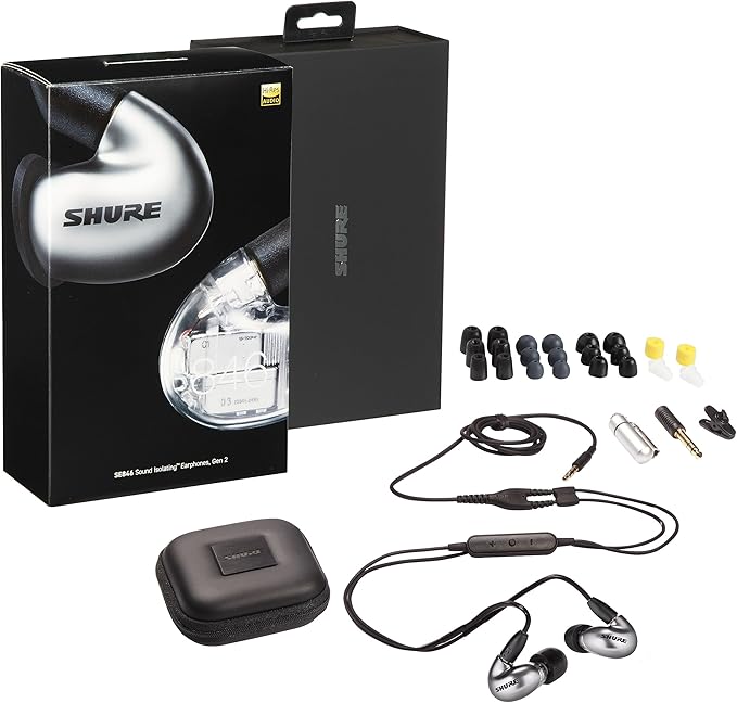 Shure SE846 PRO Gen 2 Wired Sound Isolating Earphones, High-End in-Ear Earbuds with Four Hi-Def Drivers, Customizable Sound Filters, Gray (SE846-GR+2)