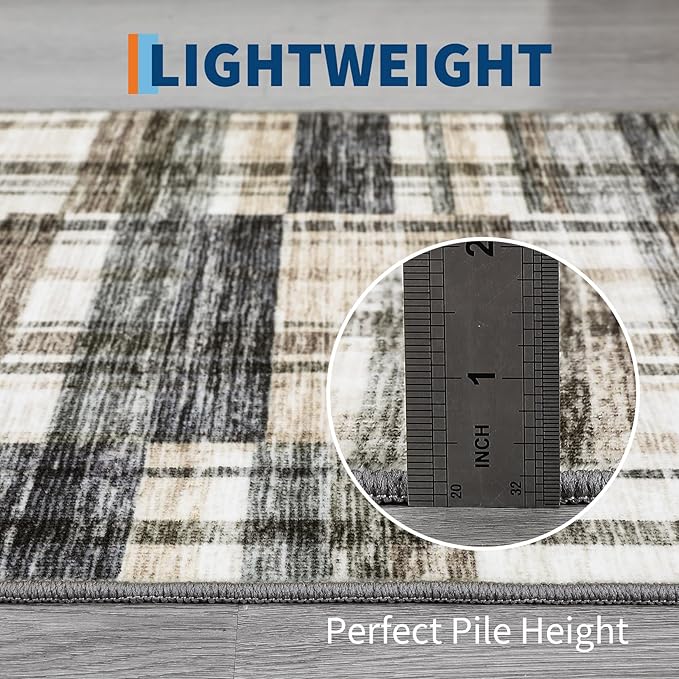 10x13 Area Rug for Living Room Washable Rugs Farmhouse Rug for Bedroom Large Rug Modern Non Slip Carpet Stain Resistant Throw Rugs for Dining Room Office Classroom, Blue/Beige