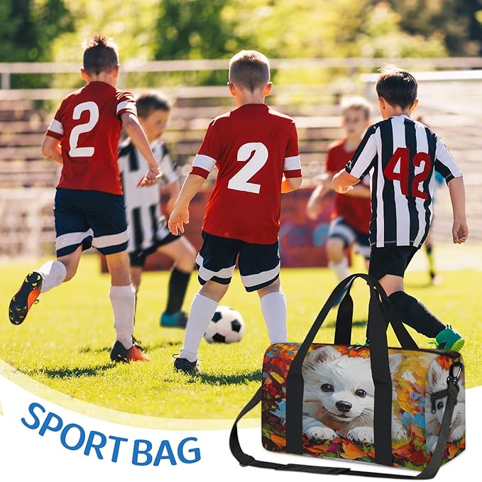 Cute Dog Design Travel Duffle Bag for Women Men, Overnight Weekender Bag, Carry on Tote for Sport Gym