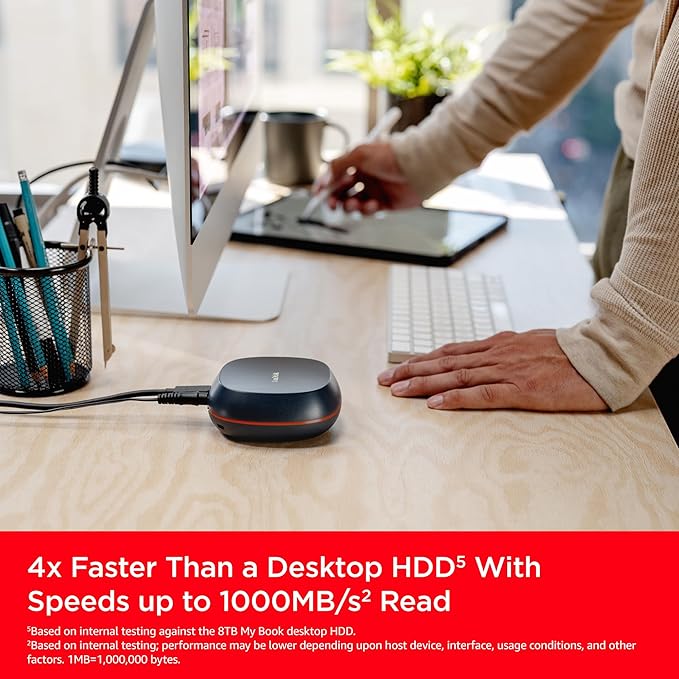 SanDisk 4TB Desk Drive SSD – Desktop External Solid State Drive, Up to 1000MB/s, USB-C, USB 3.2 Gen 2 - SDSSDT40-4T00-NA25