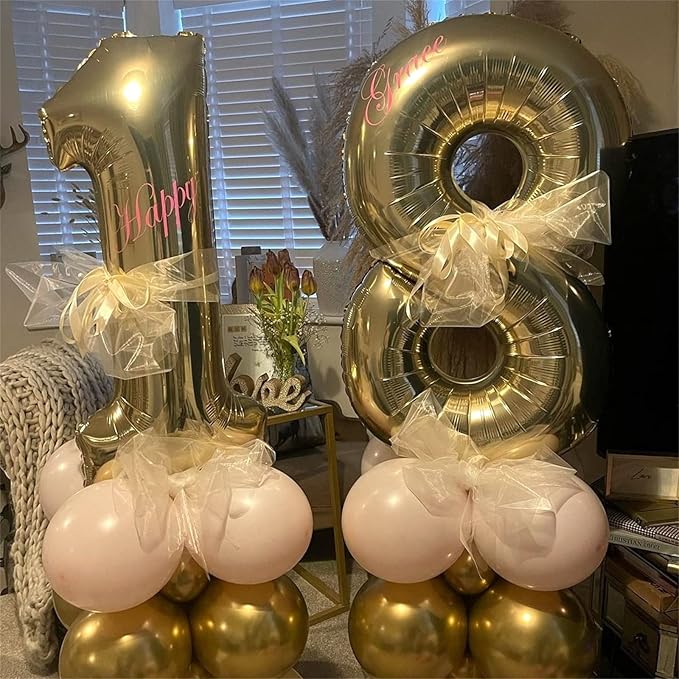 Champagne Gold Number 1 Balloons, 40 In Large Light Gold Number 1 Foil Helium Balloons for Girls Women, Self Inflating Number Balloons 0-9 for Men Boys 1st 10th Birthday Anniversary Party Decoration