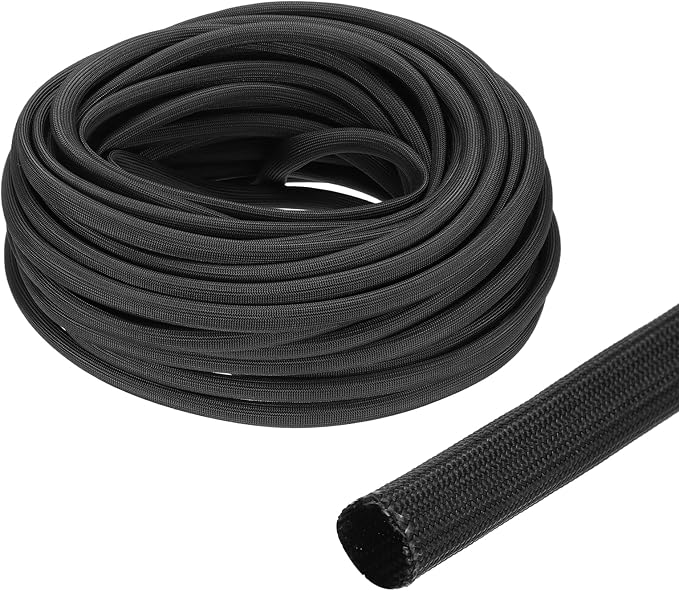 uxcell Insulation Cable Protector,8mm/0.5 Inch-20m/66 Feet High Temp Fiberglass Sleeve Black