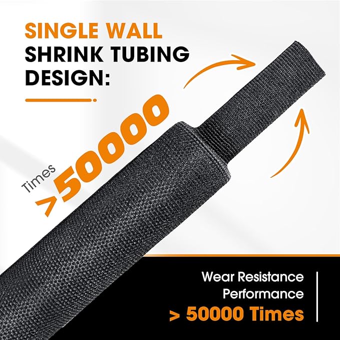 SUNNAREPOON Black 2:1 Ratio Automotive Heat Shrink Braided Sleeving,Wear-Resistant Flat Woven Shrinkable Sleeve Fabric Car Cable Wires Hoses Protection (1/2"-66ft)