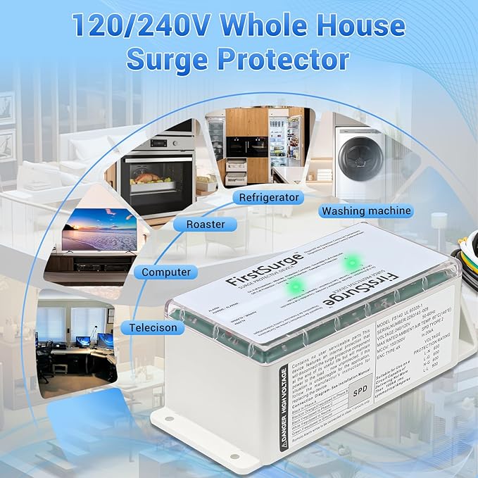 FS140 Surge Protector Whole House, 140,000 Amps Whole Home Surge Protective Device with Lightning Protection, 120/240V Surge Protector