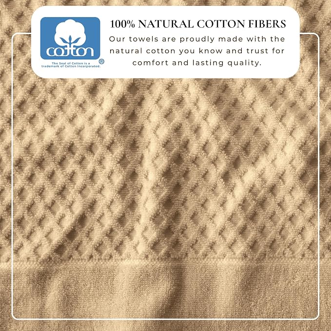 Great Bay Home Hand Towels - 100% Cotton 6 Pack 26x16 Hand Towel Set - Absorbent, Durable, Quick-Dry Towels for Bathroom (Oatmeal)