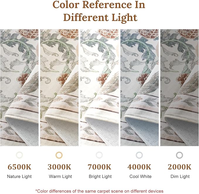 AMTOVO 5x7 Washable Area Rugs for Living Room, Vintage Boho Floral Distressed Print Non-Slip Carpet, Soft Colorful Accent Rug for Bedroom Dining Room Playroom Nursery Farmhouse Girls Room, Beige