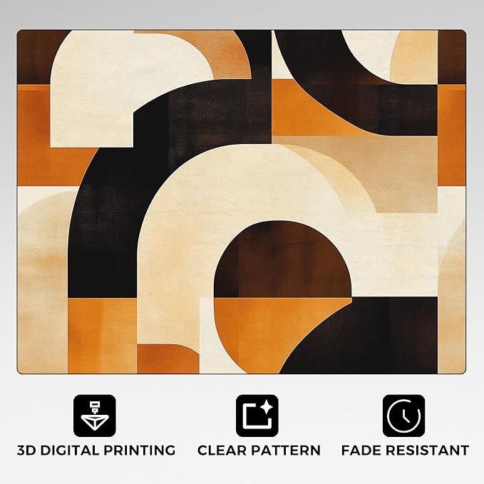 Mid Century Modern Rugs for Bedroom Decor, 3x5 ft, Abstract Geo Area Rugs for Living Room, Soft Non Slip Washable MCM Geometric Carpet Home Decorations Dt-Ghf-28
