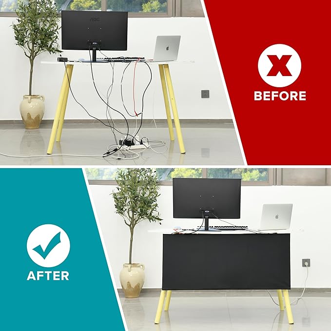Under Desk Privacy Panel 47 in. Wide Modesty Panel for Desk - 17 in. Tall Desk Skirt for Office Desk with Cable Management Net Perfect for 48 in. Work Station