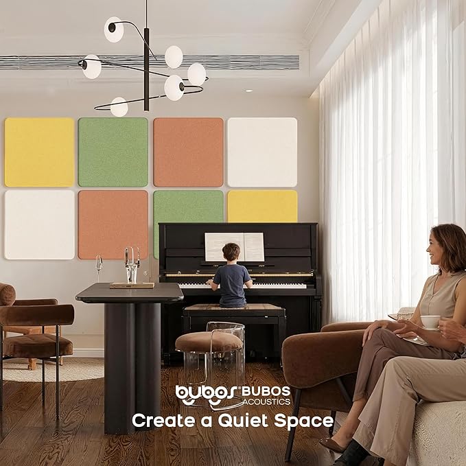 BUBOS 4 PCS Acoustic Panels 23.6''x23.6'', Sound Absorbing Panels for Wall, Decorative Fabric Soundproof Panels, Sound Deadening Panel for Studio, Office & Home Theater,Ember