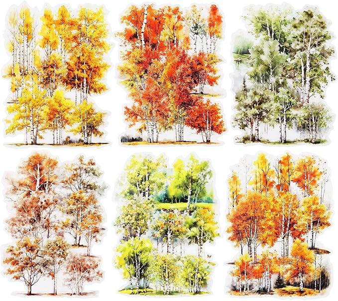 AuriicLeaf Forest PET Sticker Set, 120PCS Tree Ephemera for Scrapbooking, Journaling, Crafting, DIY Projects, and Art Supplies