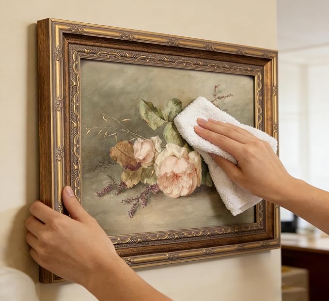Vintage Gold Framed Flower Still Life Wall Art Retro Rose and Wildflower Wall Decor Pink Floral Print artwork Farmhouse Country Flower painting Picture for Gallery Kitchen Living Room Bedroom 12X16in