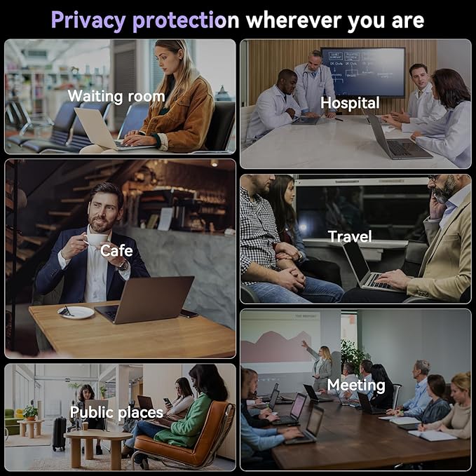 Magnetic Laptop Privacy Screen 14 Inch for 16:9 Computer Monitor, Removable 14” Anti Glare Protector Blue Light Filter Shield Compatible with HP Dell Xps Acer Asus Samsung Lenovo ThinkPad Envy