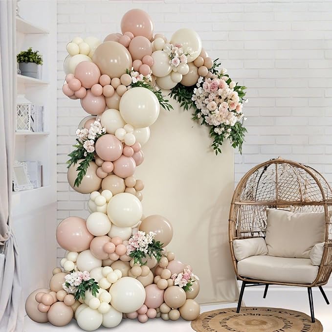 Dusty Pink Balloon Arch Kit,122Pcs Blush Pink Dusty Rose Pink Light Mauve Balloons for Women Girl Boho Bridal Wedding Baby Shower Anniversary Engagement Graduation Birthday Party Decorations