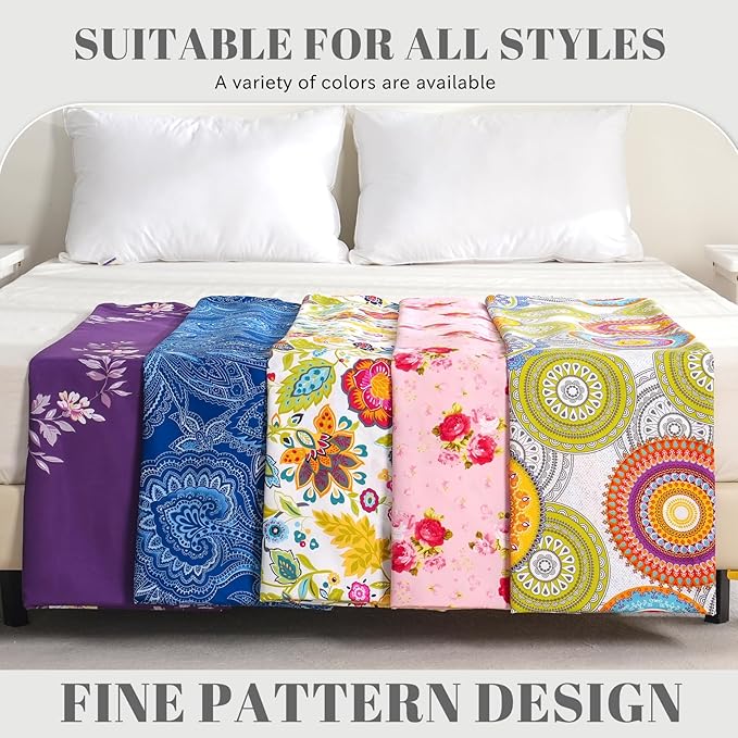 Bedlifes King Size Extra Deep Pocket Sheet Sets - Fits Mattresses Up to 18-24" Thick, 4-Piece Microfiber Set with 1800 Thread Count, Soft, Smooth, Breathable, Featuring Cute Printed Green Floral