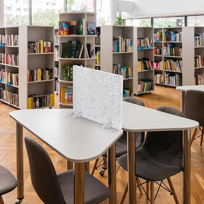 DOLLAR BOSS 2PCS Acoustic Desk Dividers 24" x 20", Soundproof Freestanding Privacy Panels for Table, Noise Reducing Desktop Partition for Office, Home, Classroom with 20 Pushpins,Light Grey