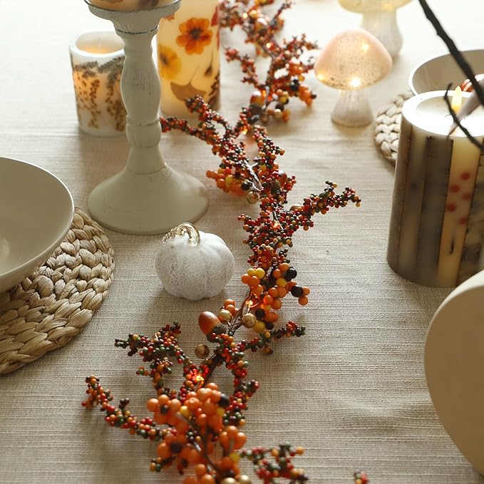 Fall Garland with Lights 6.5FT Battery Operated Halloween Lights with Remote Control - 25 LEDs Warm Orange Fall Fairy Lights for Thanksgiving Halloween Mantle Table Fall Decorations