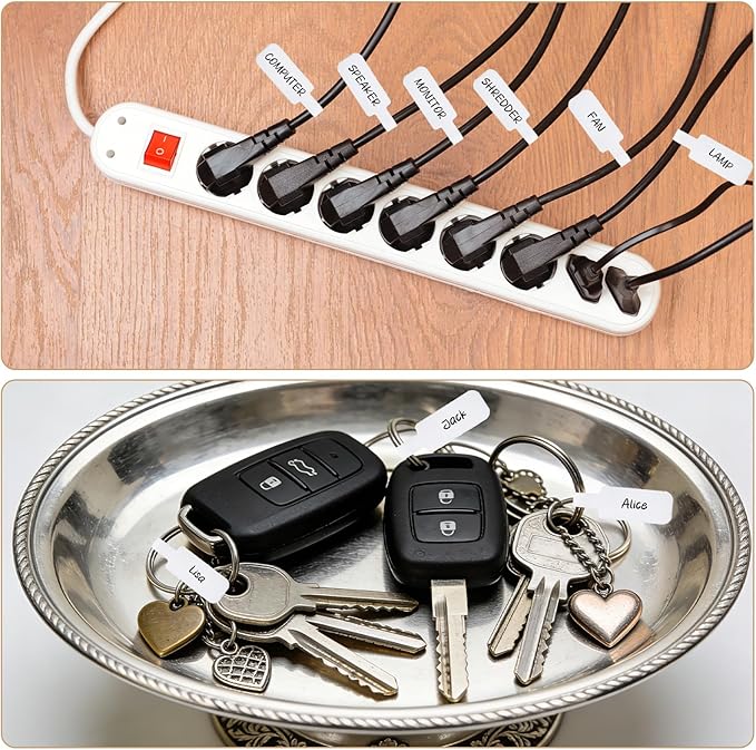 35PCS Reusable Cable Cord Wire Labels, Self-Adhesive Hook and Loop Cable Labels, Easy to Write on Wire Label, White Cables Tags for Electronics, Computer Cables Management and Identification