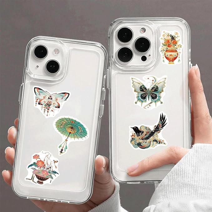 50PCS Vintage Chinoiserie Art Stickers，Chinese Elements Aesthetic Stickers，Vinyl Waterproof Decal,Perfect for Kids,Teens,Water Bottle Suitcase Phone Skateboard Guitar Bike Laptop Scrapbook