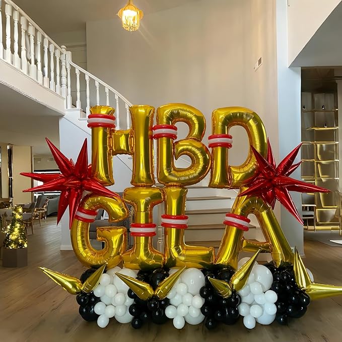 Giant H Alphabet Balloon Letters, Gold Self Inflating Custom Letter Balloons Birthday Decor, 40 Inch Helium Mylar Foil Name Word Balloons for Girls Men Anniversary Party Graduation Decoration Supplies