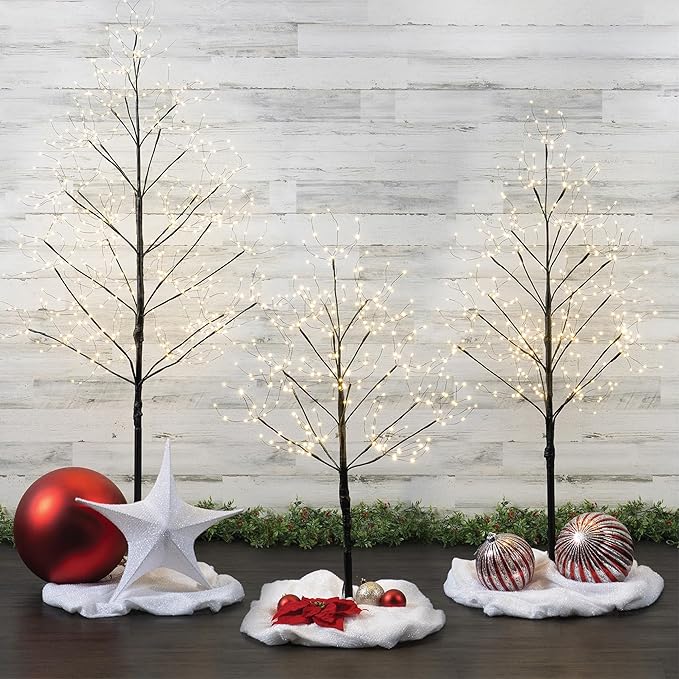 4 Ft Black Fairy Light Tree Artificial Tree Bedrom Décor Black Home Decor, 390 Warm White LED Lights