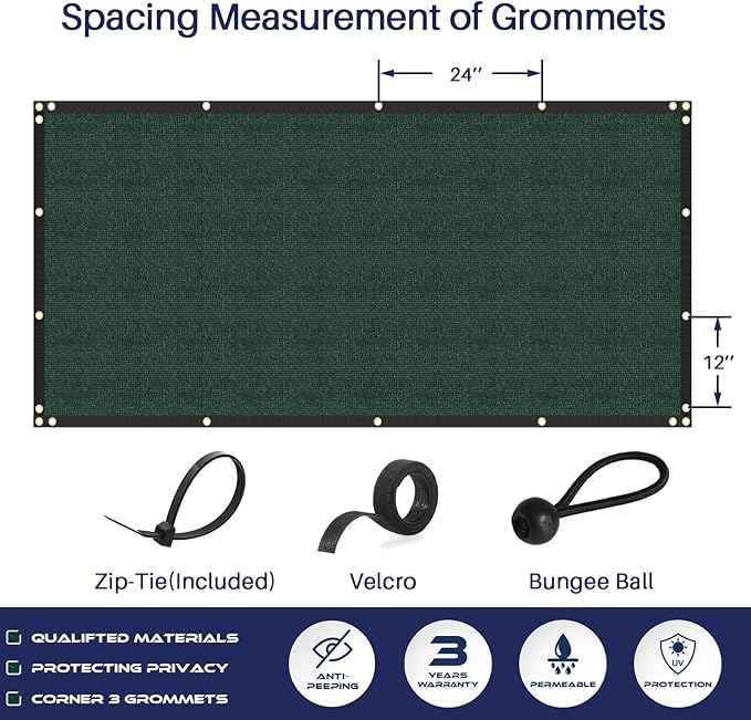 Windscreen4less Privacy Fence Screen Heavy Duty Windscreen Fencing Mesh Fabric Shade Net Cover with Brass Grommtes for Outdoor Wall Garden Yard Pool Deck, 6'x67' Green