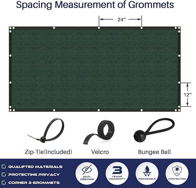 Windscreen4less Privacy Fence Screen Heavy Duty Windscreen Fencing Mesh Fabric Shade Net Cover with Brass Grommtes for Outdoor Wall Garden Yard Pool Deck, 6'x221' Green