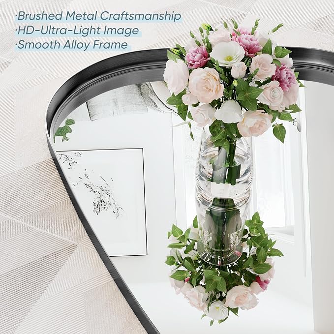 Irregular Wall Mirror 55"x28" Bathroom Mirrors Asymmetrical Artistic Decorative for Living Room Bedroom Bathroom Hallway Entryway,Trapezoid,Black