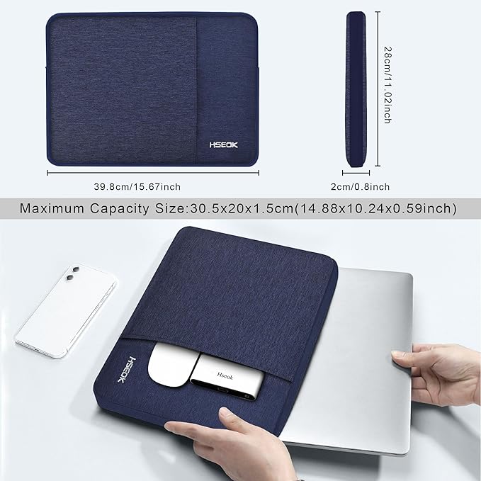 Hseok Laptop Case 15.6 Inch Sleeve, Shockproof Protective Water Repellent with Accessory Pocket,Compatible with Mac Pro 16 inch 2025-2019, Sleeve Bag for Most 15 15.6 16 Notebooks,D01B01