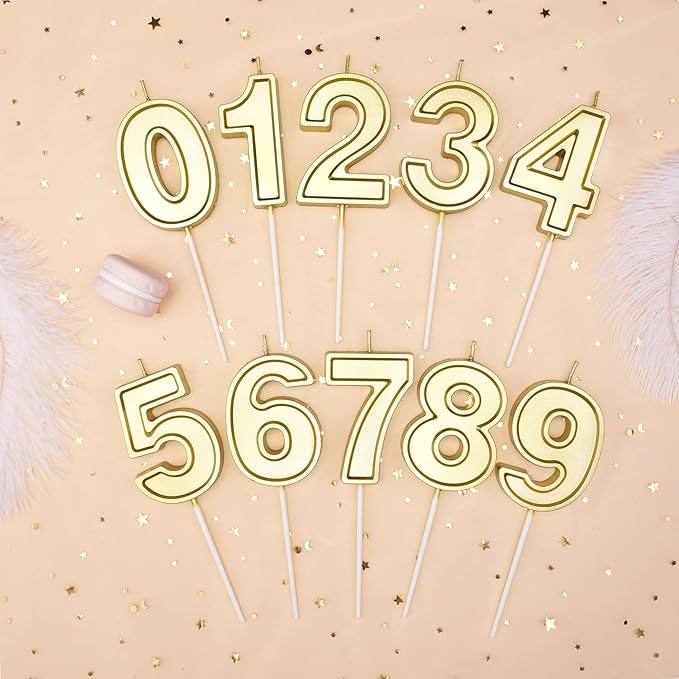 PHD CAKE 2.76 Inch Luxe Gold 3 Number Birthday Candles, Gold Number Candle, Cake Number Candles, Party Celebration