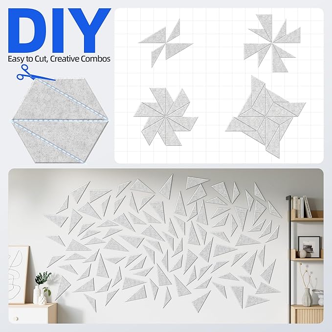 20 Pack Acoustic Panels with Self-Adhesive 12"X10"X0.4" Sound Proof Foam Panels for Walls, High Density Soundproof Wall Panels, Z-Line Hexagon Sound Dampening Panels for Home Studio Decor Office-Gray