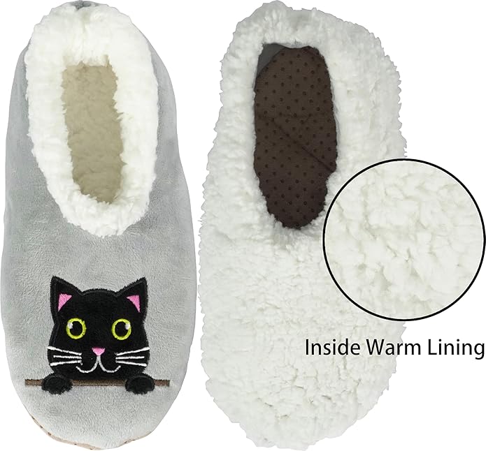 BenSorts Fuzzy Slipper Socks for Women Funny House Slippers with Grips