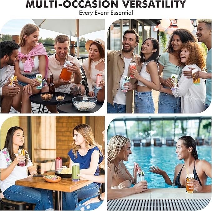 Colored Highball Glasses Set of 6,13oz Drinking Glass Cups for Mixed Drink Cocktail, Beer, Mojito, Water and Juice,Thick Tall Crystal Glassware for Kitchen, Restaurant, Home Bar and Parties