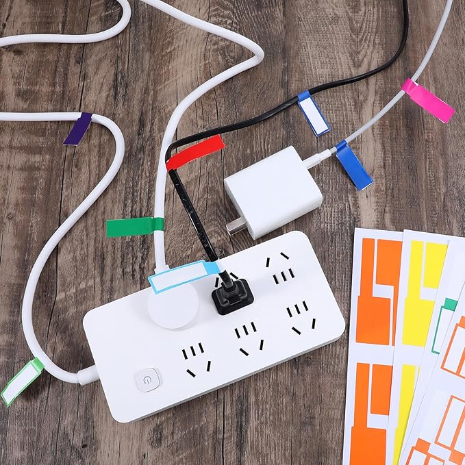 600 Pcs Ethernet Cable Labels,Cord Tags Labeling,Waterproof Cord Tags Labeling,Multicolor Wire Markers for Management,Self Adhesive for Laser Printer and Handwriting