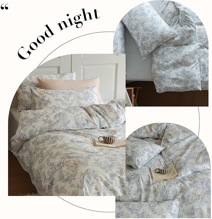 LifeTB Vintage Garden Floral Duvet Cover Queen Cozy Cotton Botanical Flower Bedding Set Queen Vintage Boho Cabin Floral Comforter Cover Country Style Cottagecore Duvet Cover Queen Bedding Set