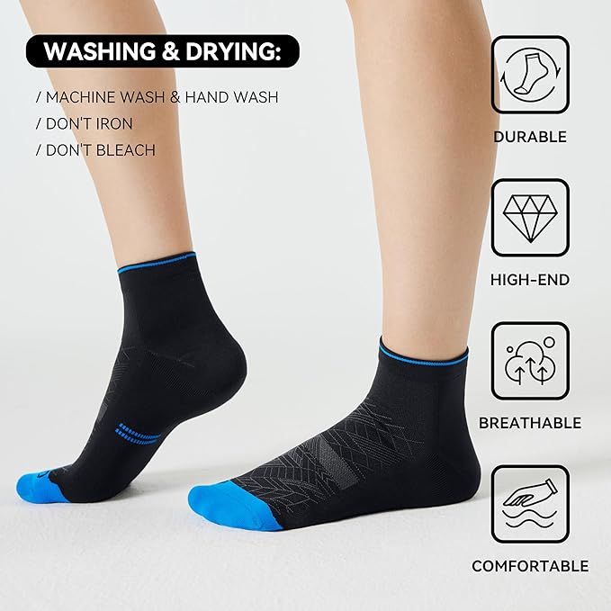 CS CELERSPORT 2/5 Pairs Ankle Compression Socks for Men and Women Running Athletic Socks