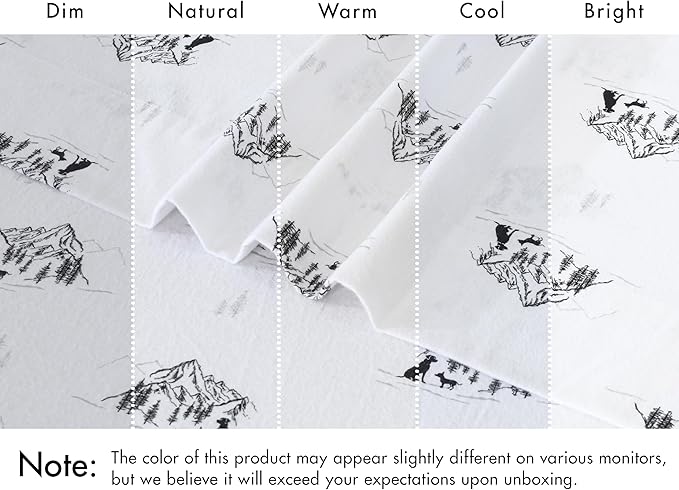RUVANTI Flannel Sheets Queen Size - 100% Cotton Double Brushed Bed Sheets, Deep Pockets 16 Inches Queen Sheet Set, All Seasons Breathable & Extra Soft - Warm & Cozy, 4 Piece, Soul Dog White