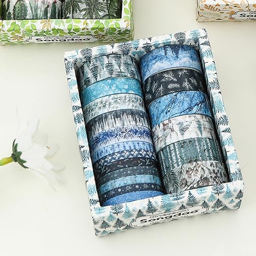Songdao 18 Rolls Seasons Flowers Washi Tape Set Floral Arts Adhesive Tapes Blooming Garden Decorative Masking Tape Sets for Craft, Kids, Scrapbook, DIY, Gift Wrapping (Winter)