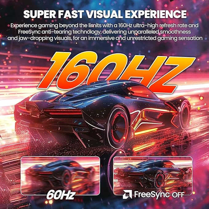 CRUA 32" Curved Gaming Monitor, 4k UHD(3840 * 2160P) VA Screen, 1500R, 144Hz/160Hz Computer Moniter, Supports AMD Freesync, 120% sRGB, Built-in Speakers, Wall Mountable Installs(HDMI 2.1/DP 1.4)-Black